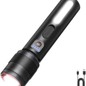 LED Taschenlampe Aufladbar - Extrem Helle Zoom Taschenlampe mit 3 Lichtmodi, IP65 Wasserdicht für Camping, Wandern & Ang