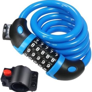 REHKITTZ Fahrradschloss 120cm/12mm – Sicherheit hoch mit 5-stelligem Zahlencode für Fahrrad, Trike und Scooter