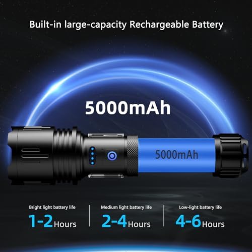 ASORT LED Taschenlampe Mini 5000 Lumen - Extrem hell, aufladbar, IPX6 wasserdicht für Camping und Outdoor-nutzung