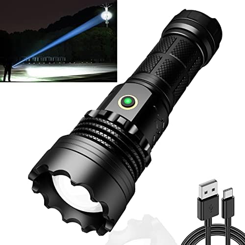 ASORT LED Taschenlampe Mini 5000 Lumen - Extrem hell, aufladbar, IPX6 wasserdicht für Camping und Outdoor-nutzung