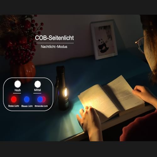 ASORT LED Taschenlampe Mini 5000 Lumen - Extrem hell, aufladbar, IPX6 wasserdicht für Camping und Outdoor-nutzung