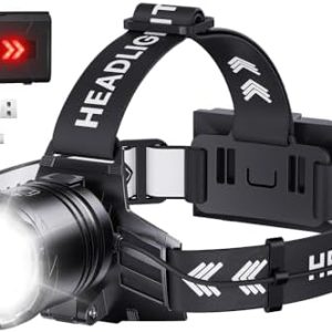 LED Stirnlampe 120000 Lumen Wiederaufladbar mit 9000mAh Akku – Perfekt zum Joggen, Camping und Hundespaziergängen!