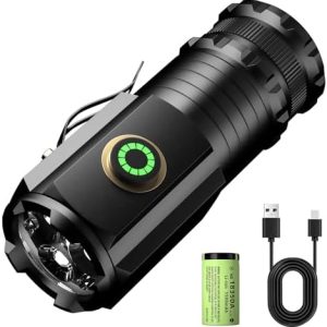 ASORT LED Taschenlampe Mini 5000 Lumen - Extrem hell, aufladbar, IPX6 wasserdicht für Camping und Outdoor-nutzung