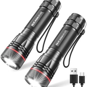 LED Taschenlampe 2000 Lumen, Aufladbar & Wasserdicht – 3 Modi, 2er Set für Camping & Outdoor Abenteuer