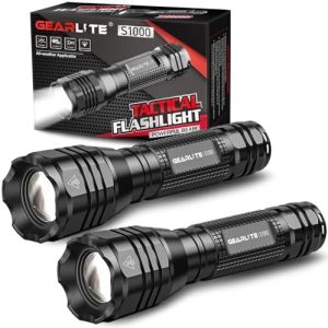 GEARLITE Extrem Helle LED Taschenlampe 4000 Lumen 2er Set, Wasserdicht für Camping & Outdoor