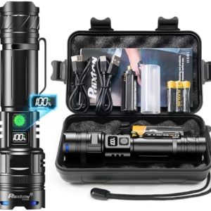 PHIXTON LED Taschenlampe 500000 Lumens – Extrem Hell & Wiederaufladbar für Outdoor Sicherheit