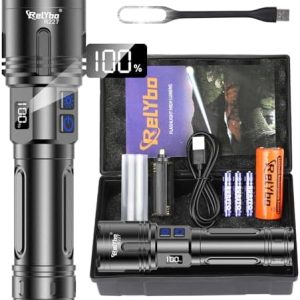 XHM90.2 LED Taschenlampe 500.000 Lumen - Extrem hell, aufladbar & dimmbar für Outdoor Notfälle