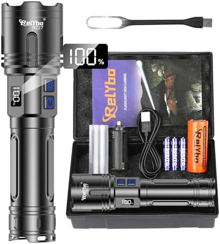 XHM90.2 LED Taschenlampe 500.000 Lumen - Extrem hell, aufladbar & dimmbar für Outdoor Notfälle