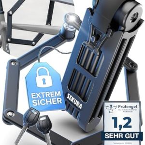 BÜCHEL Sekura Faltschloss für Fahrrad | Robuster Diebstahlschutz aus gehärtetem Stahl | 85 cm Länge | Ideal für Bike, E-