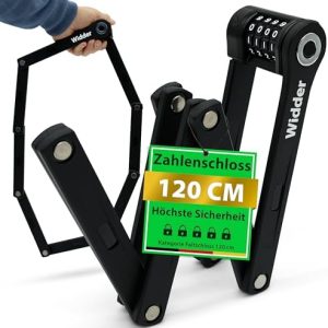 WIDDER 120cm Fahrradschloss – Extrem sicheres Zahlenschloss aus Titan-Stahl Level 15 für e-Bike & Scooter mit Halterung