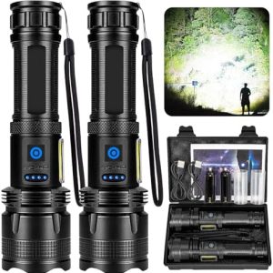 LED Taschenlampe von - 100.000 Lumen, 7 Lichtmodi, IPX7 wasserdicht, ideal für Camping und Wandern - 2er Set