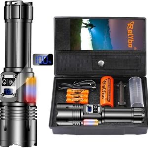 Extrem Helle LED Taschenlampe 500000 Lumen von - Aufladbar mit 9 Modi für Camping & Outdoor Notfälle