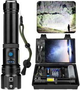 LED Taschenlampe 1000000 Lumen - Extrem Hell & Aufladbar mit 7 Lichtmodi für Camping und Wandern, IPX7 Wasserdicht