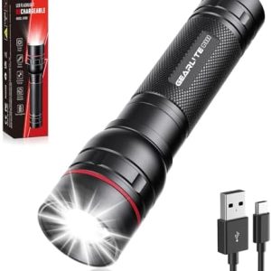 GEARLITE LED Taschenlampe 2000 Lumen, Aufladbar & IP65 Wasserdicht – Ideal für Camping, Angeln & Notfälle