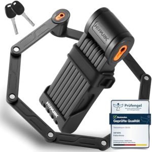 Faltschloss Fahrrad – 100 cm Hochsicherheitsschloss mit Halterung für E-Bikes, Schwarz