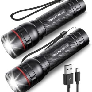 GEARLITE LED Mini Taschenlampe 2000 Lumen - Extrem Helle, Aufladbare Handlampe für Camping & Outdoor mit 3 Modi und IP65